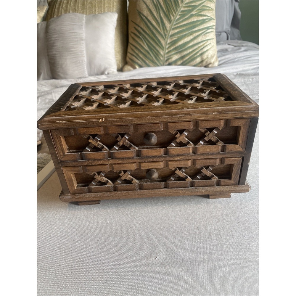 Vintage Styled by Mele Japan Wooden Cabinet Style Jewelry Box Unique Design